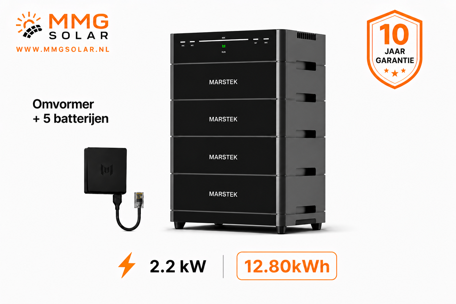 Marstek Venus D – Omvormer + 5 Batterijen (12.80 kWh) inclusief p1 meter